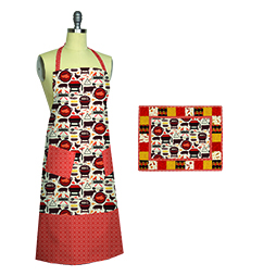 BACKYARD BBQ DINNERS READY APRON AND PLACEMAT 